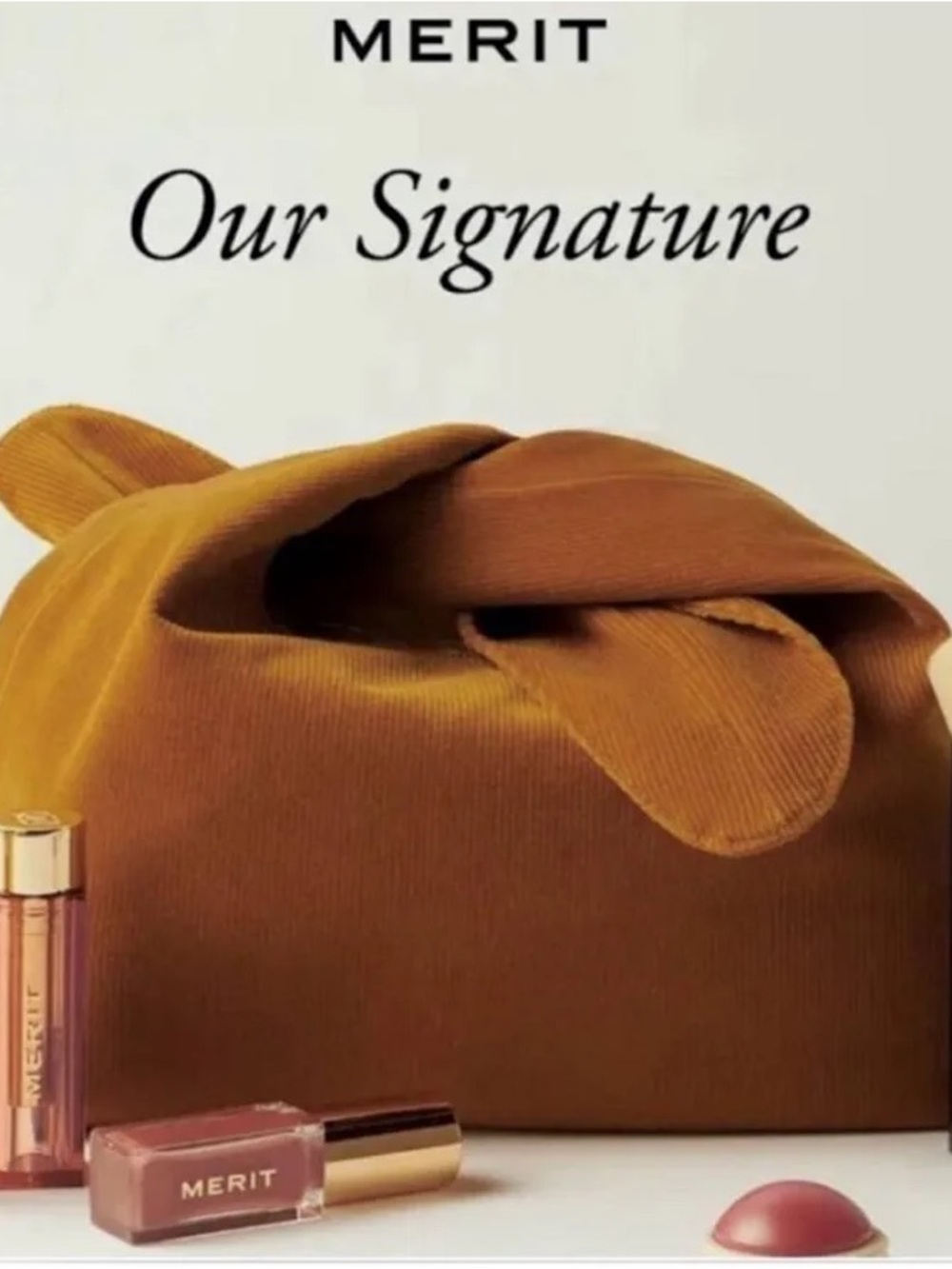 MERIT Mustard Velvet Cosmetic Pouch